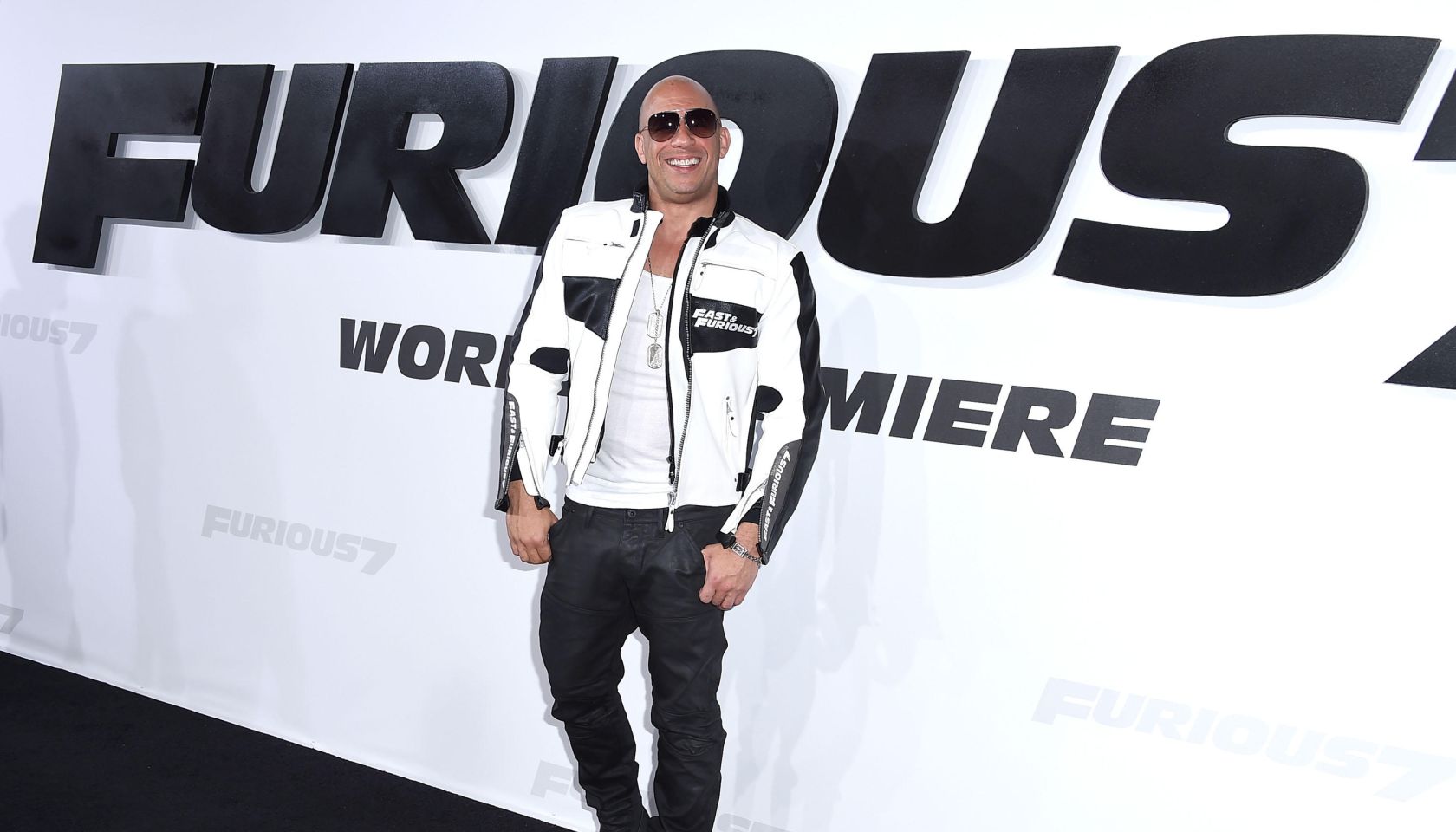 Vin Diesel arrvies at the 'Furious 7' premiere