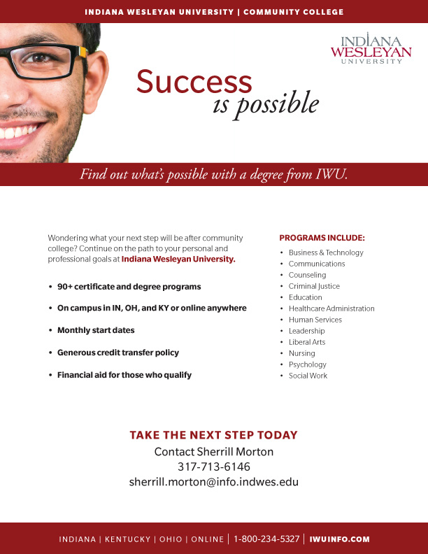 Indiana Weslyan University Flyer