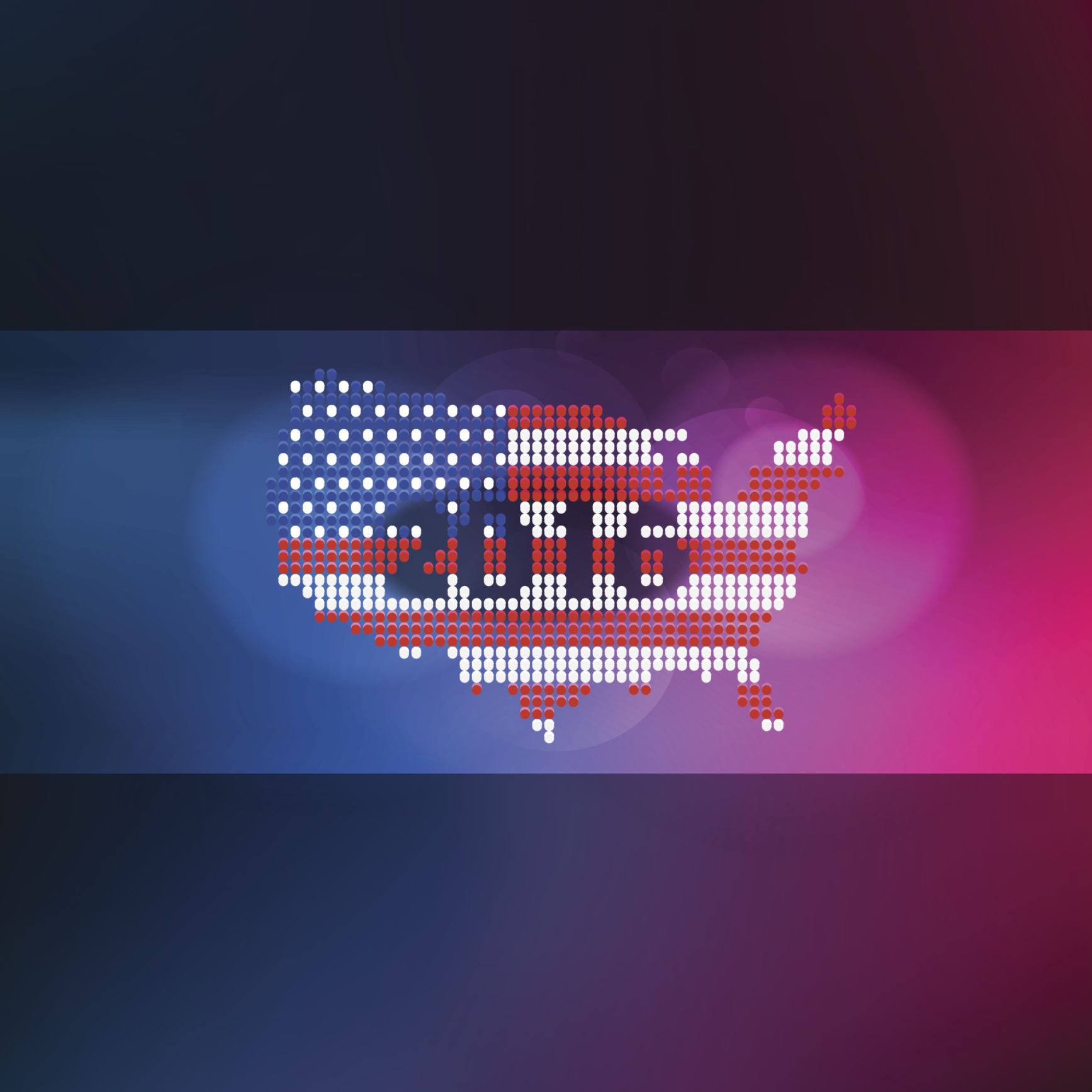 Dotted USA election map on banner with year 2016
