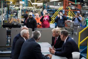 Republican presidential-elect Donald Trump and Vice President-elect Mike Pence at Carrier in Indianapolis Indiana