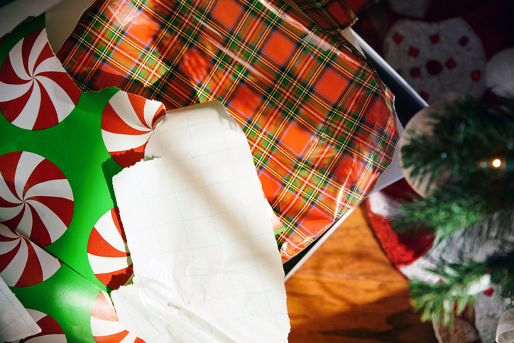 Left over Christmas gift wrapping paper