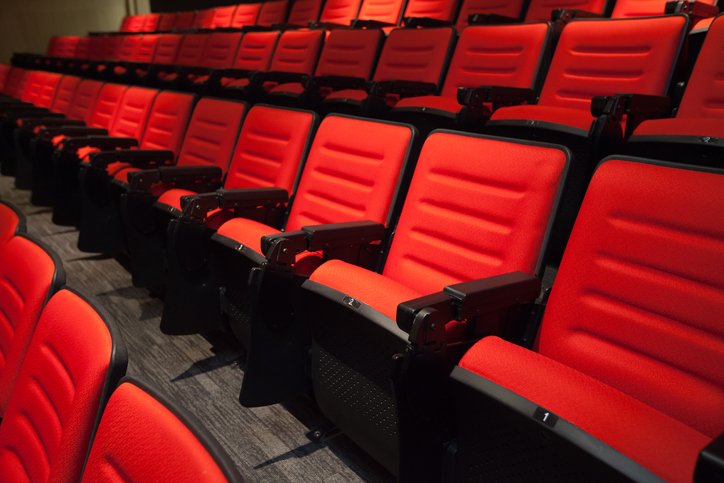 High Angle View Of Empty Chairs In Movie Theater