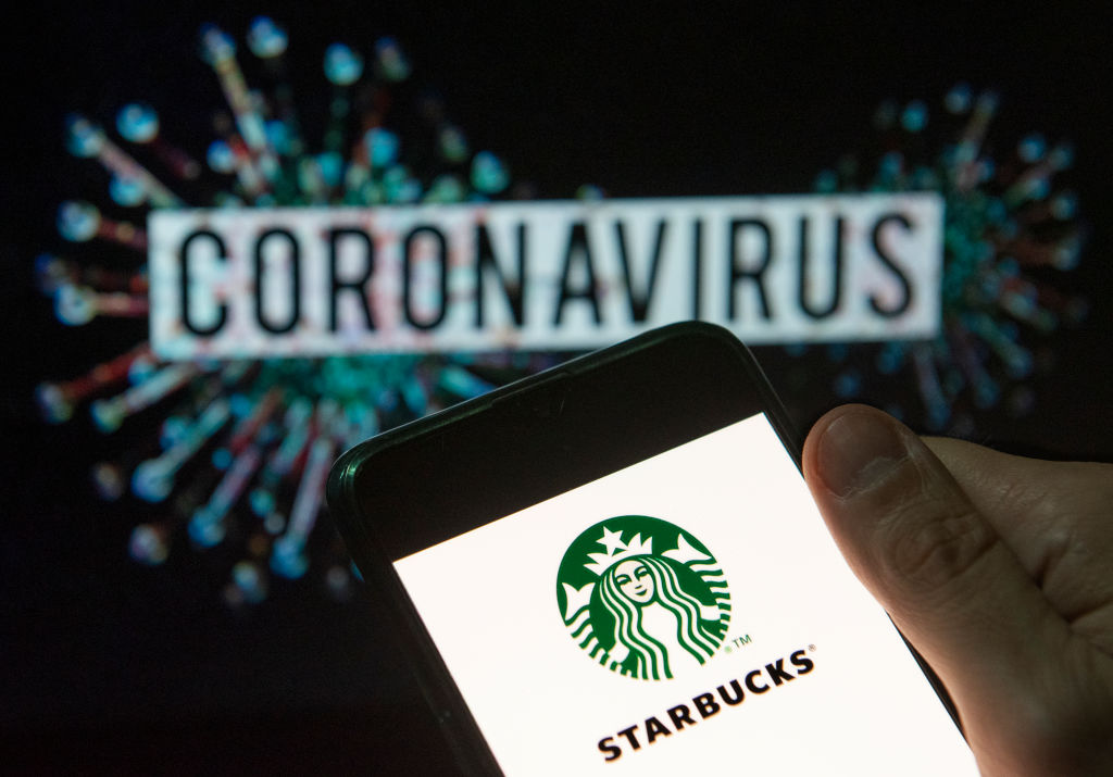 In this photo illustration the American multinational chain...