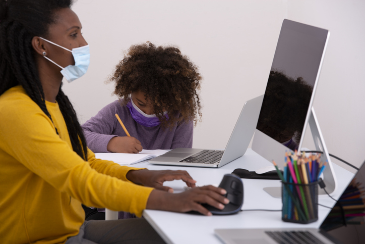 Homeschooling and distance work with strict precautionary instructions during the COVID-19 period.