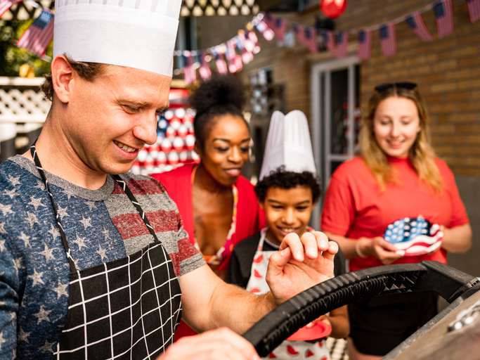 Burger line up at 4th July BBQ