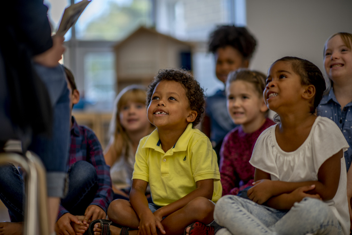 Kindergarten Students Listening to a Story