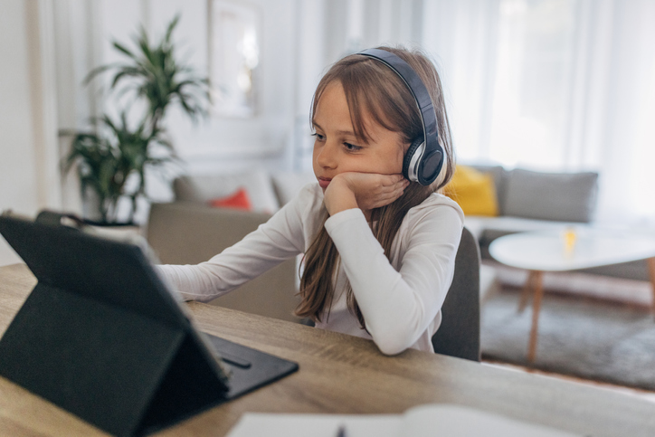 Smart girl doing homework