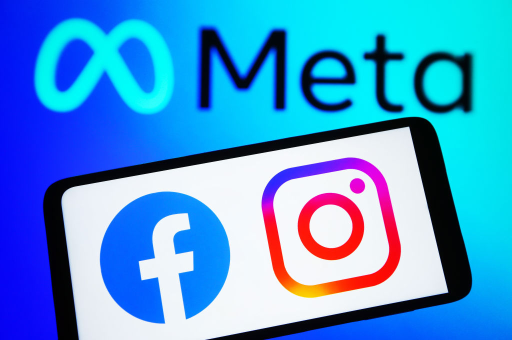 In this photo illustration, Facebook and Instagram logos are...