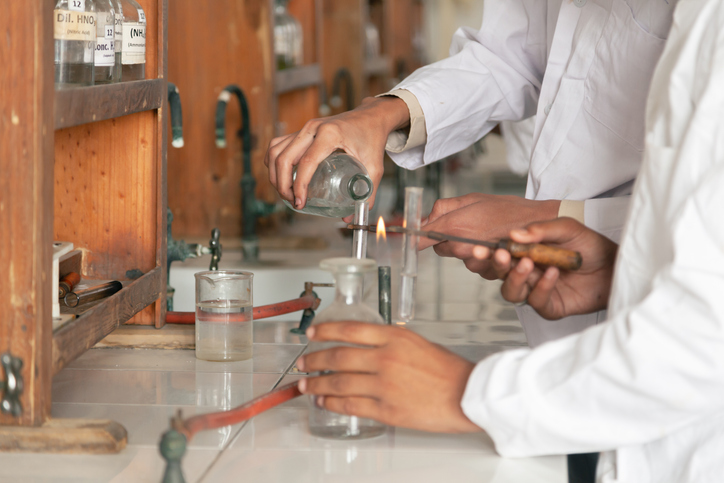Students engaged in practical experiments in the school's practical lab.